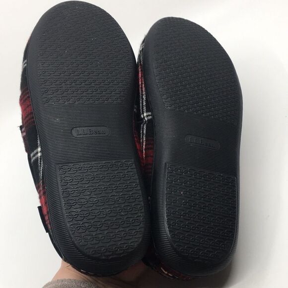 L.L. Bean Wicked Good Slipper Moccasins Mens Size 9 M Red Tartan Plaid - Picture 9 of 16